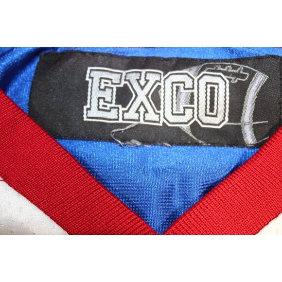 Vintage EXCO #21 Sewn Football Jersey XL Blue Red White Hip Hop Streetwear - Picture 3 of 4